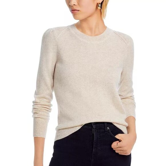 Aqua Sweaters - Aqua Cashmere Oatmeal Puff Sleeve Crewneck Sweater Size M NWT